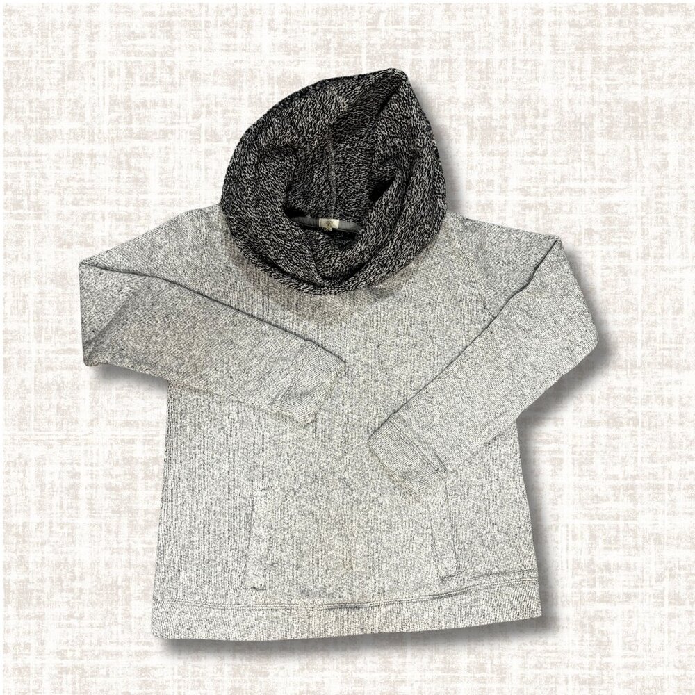 J Crew Oversized turtleneck sweater | Size XS | Grey "Tweed" | Kangaroo Pocket